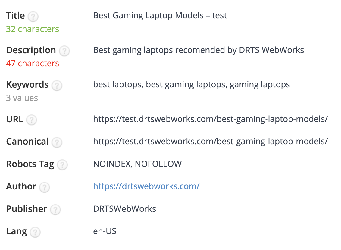 DRTSWebWorks SEO Metagenome